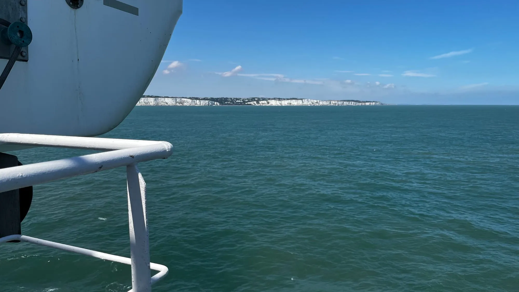 The white cliffs seen from the deck of a cross-Channel ferry