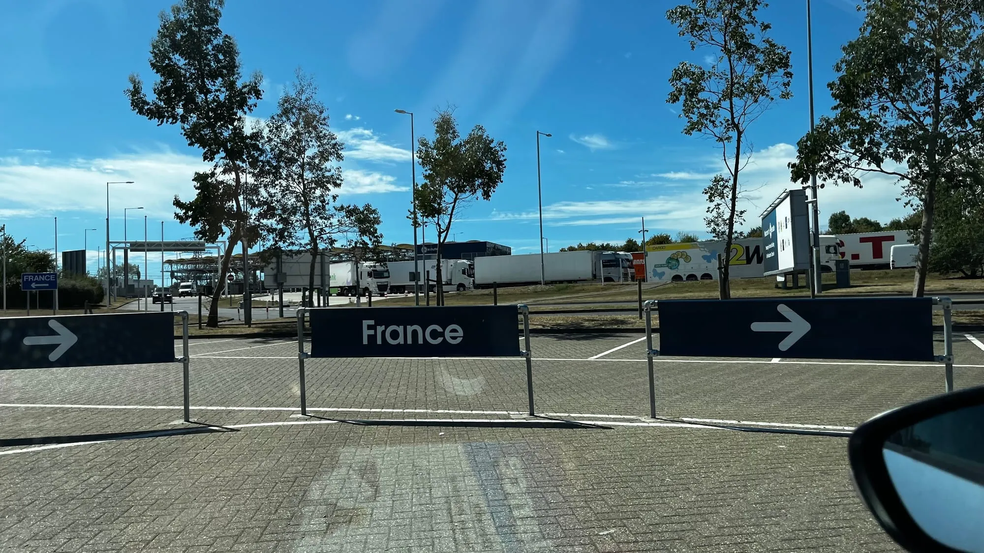 Lanes signposted for France at the ferry port