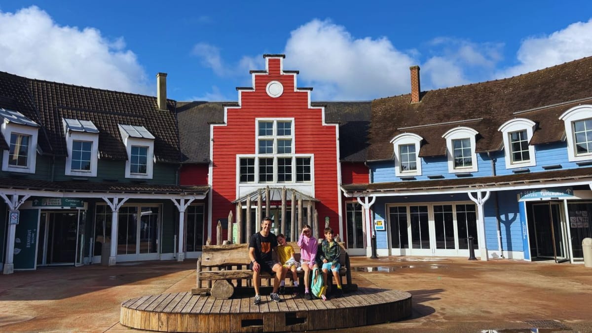 Rich and the kids outside Centre Parcs Le Lac D'Lac